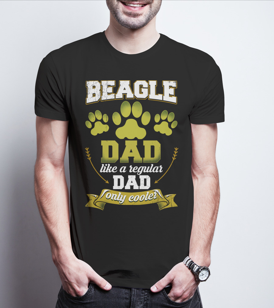 Beagle Dad Like A Regular Dad Only Cooler Paw Prints T-Shirt