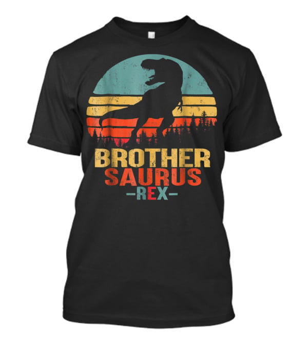 Brothersaurus Rex Dinosaur Silhouette Retro Sunset T-Shirt