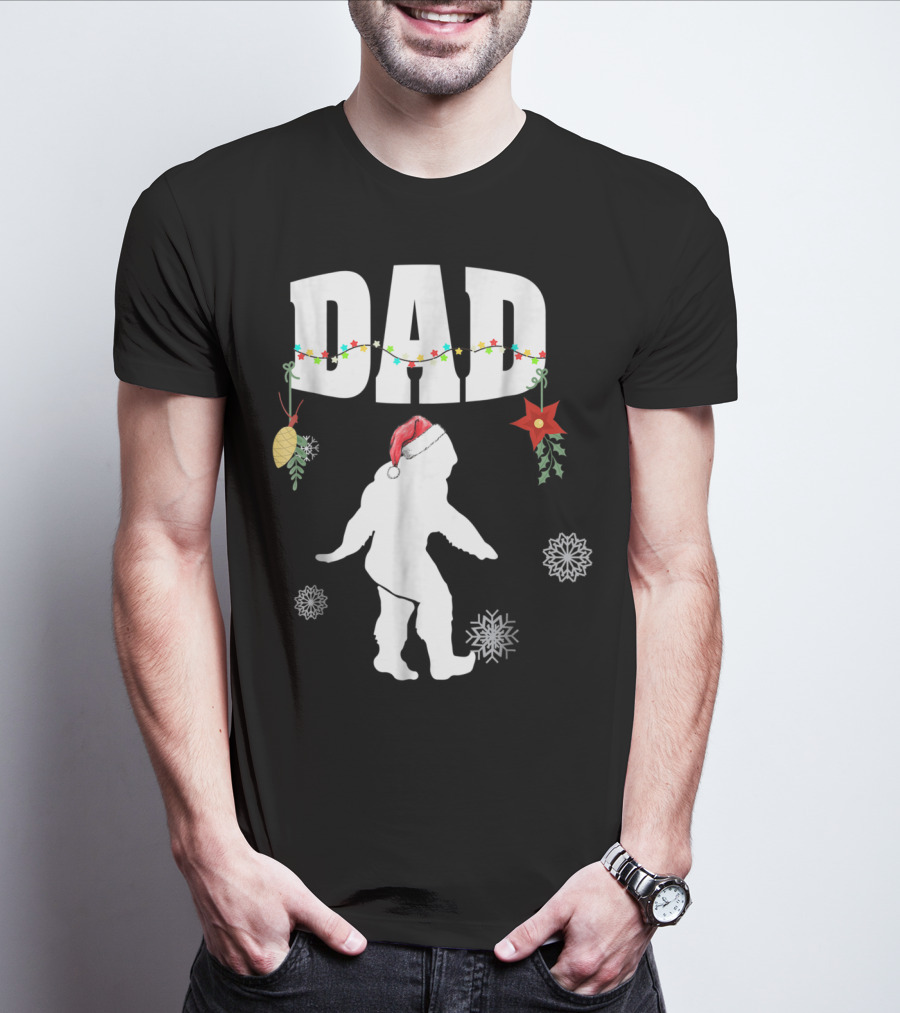 Dad Bigfoot Santa Christmas Family Matching T-Shirt