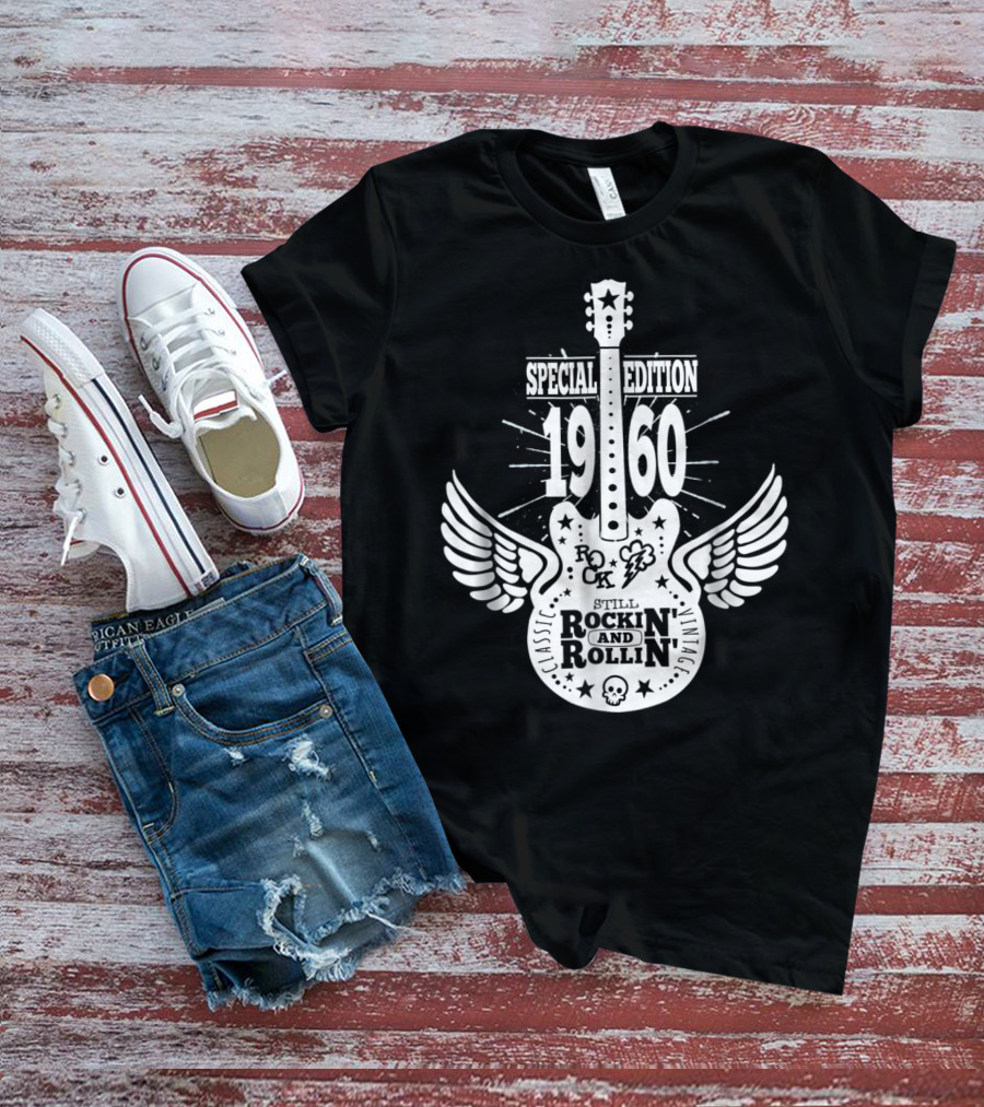 Special Edition 1960 Vintage Classic Rock And Roll Winged Guitar T-Shirt