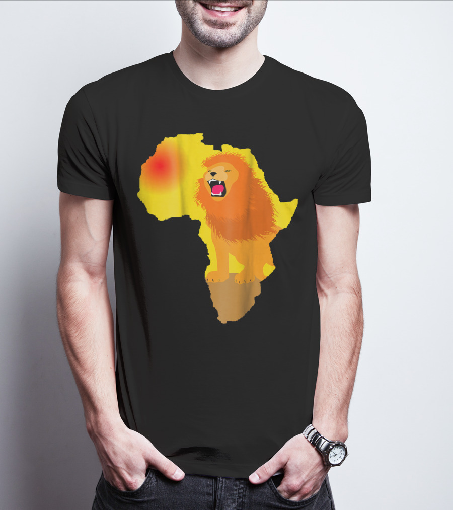 Africa Lion Map Big Five Safari Dad South Animals T-Shirt