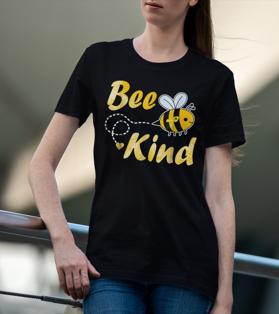 Bee Kind Childhood Cancer Gold Ribbon Warrior64 T-Shirt