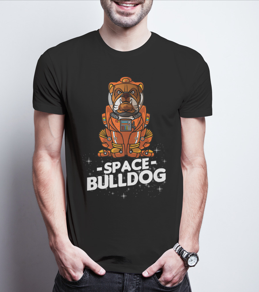 Space Bulldog In Astronaut Suit T-Shirt