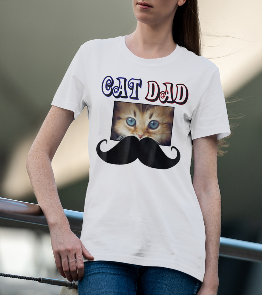 CaT Dad Love Cats76 Moustache Blue Eyed Kitten T-Shirt