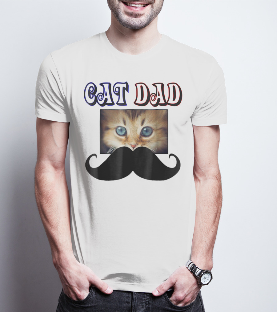 CaT Dad Love Cats76 Moustache Blue Eyed Kitten T-Shirt