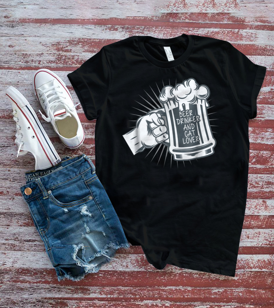 Beer Drinker And Cat Lover Cat Dad81 T-Shirt