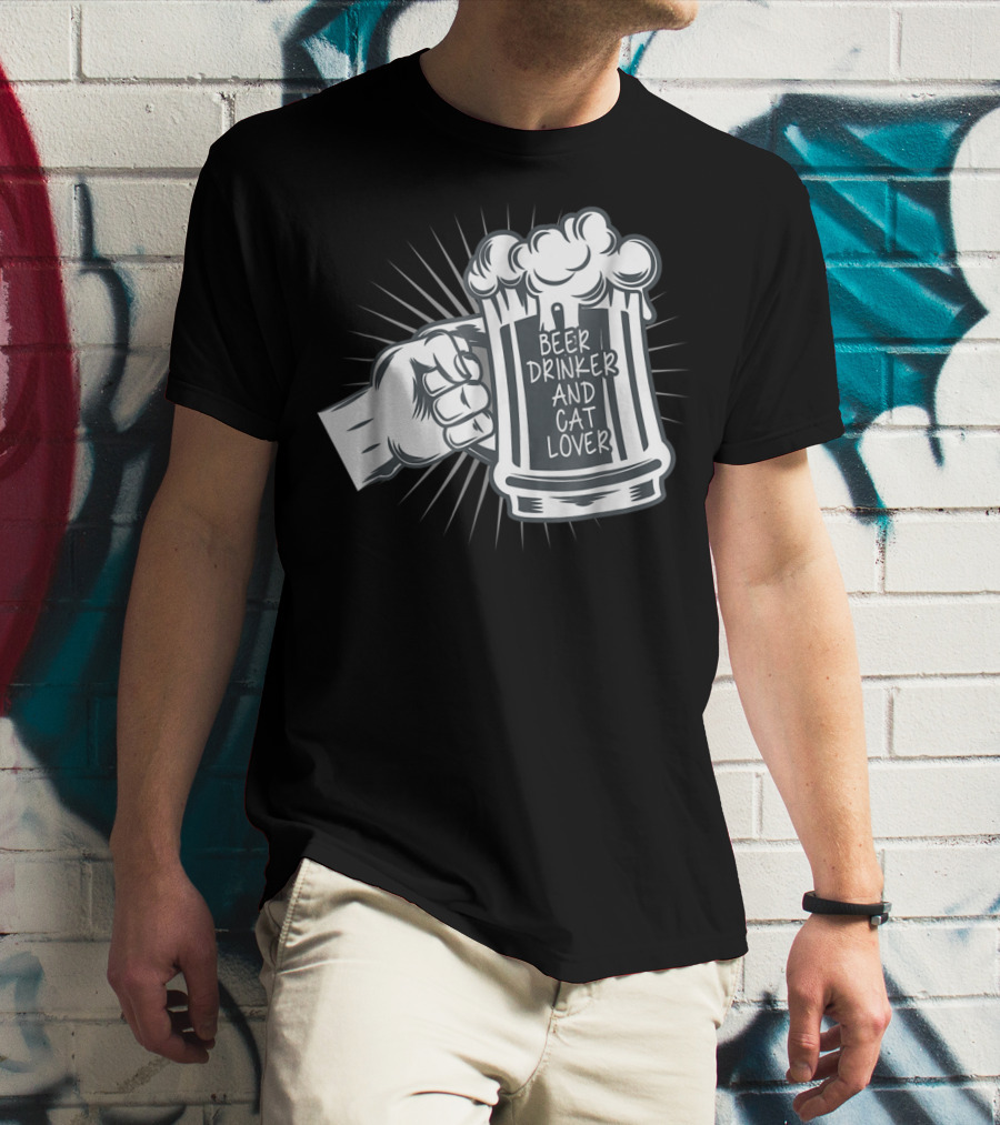 Beer Drinker And Cat Lover Cat Dad81 T-Shirt