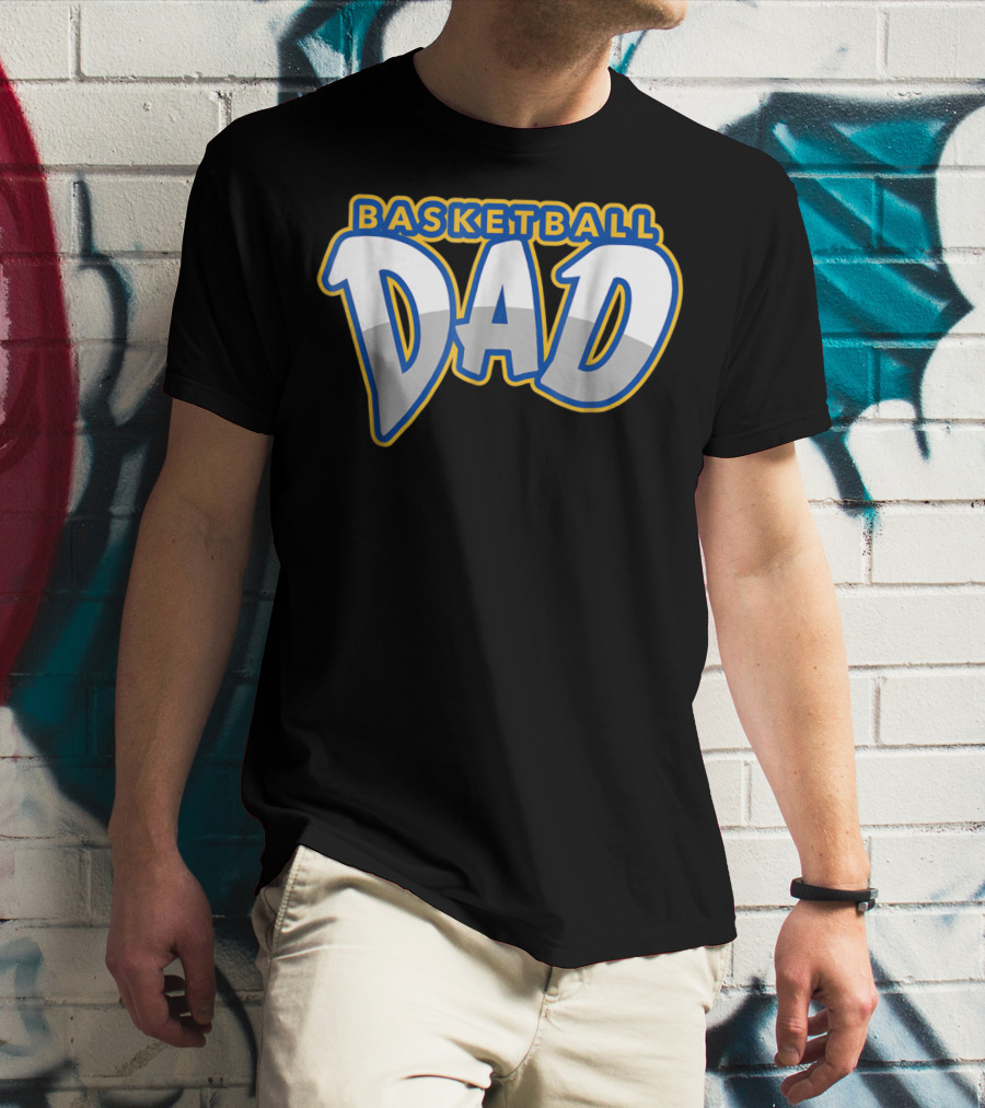 Basketball Dad Bold Blue And Yellow T-Shirt