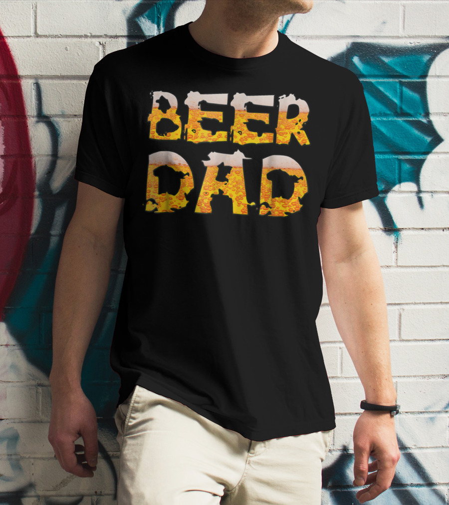 Beer Dad Drinking For Fathers Who Enjoy Beer-Covered Letters T-Shirt