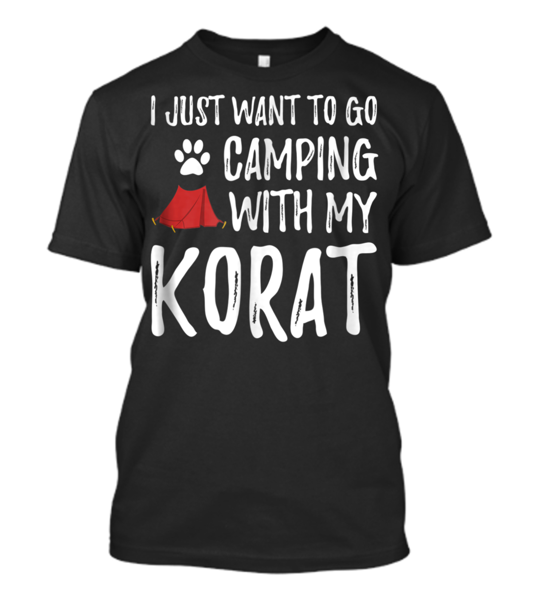 I Just Want To Go Camping With My Korat Cat Tent Paw Prints T-Shirt