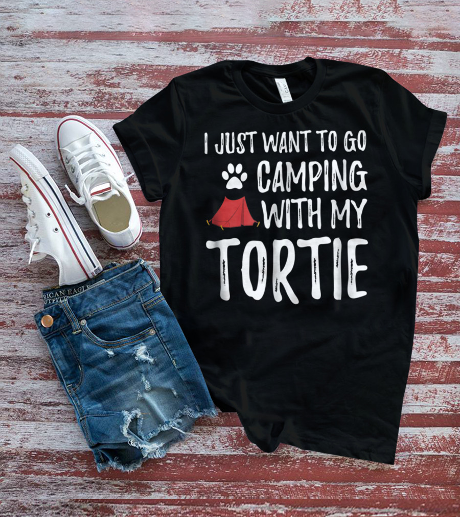 I Just Want To Go Camping With My Tortie Cat Paw Tent T-Shirt