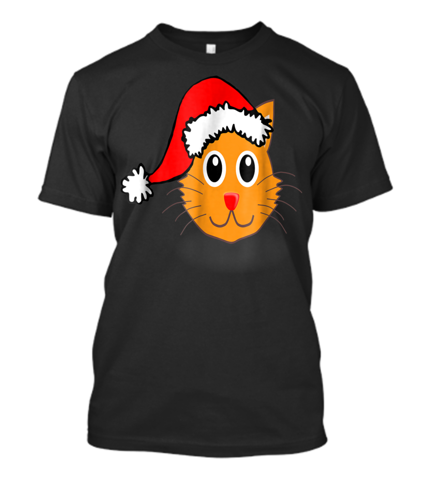 Cat Lover Grandma Kid Grandpa39 Santa Hat Cat Face T-Shirt