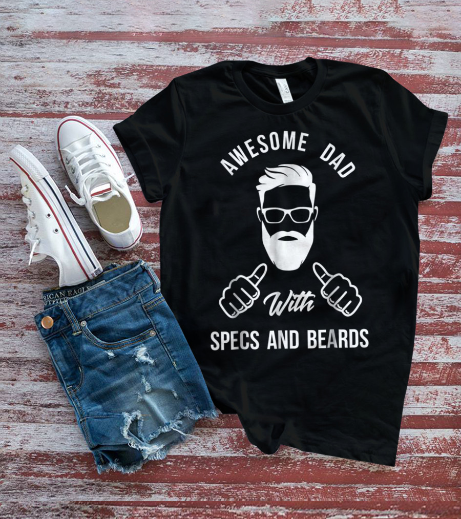 Awesome Dad With Specs And Beards Thumbs Up T-Shirt