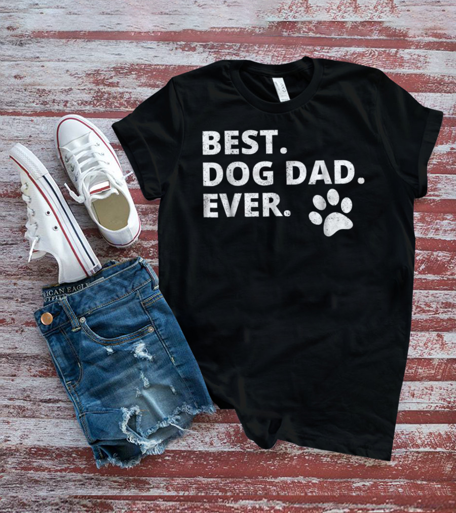 Best Dog Dad Ever Funny Dog Owner Pet Owner Paw Prints T-Shirt