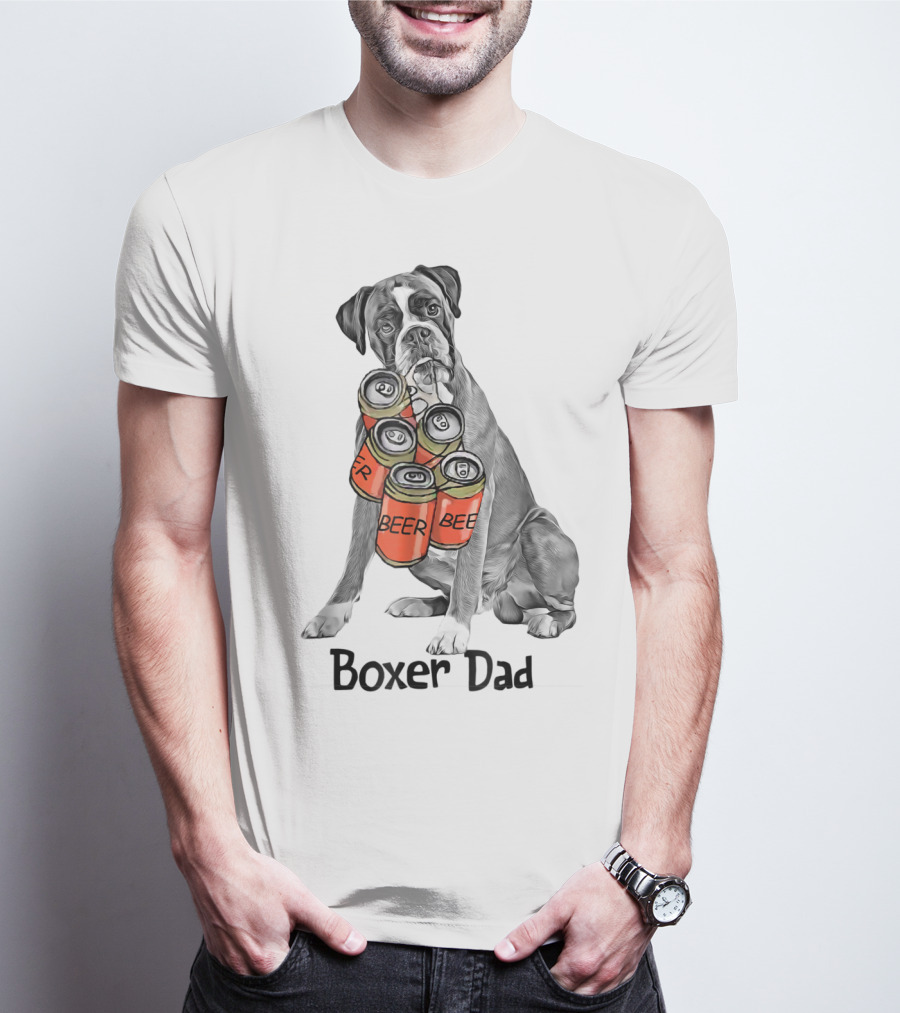 Boxer Dad Beer Can Fetcher T-Shirt