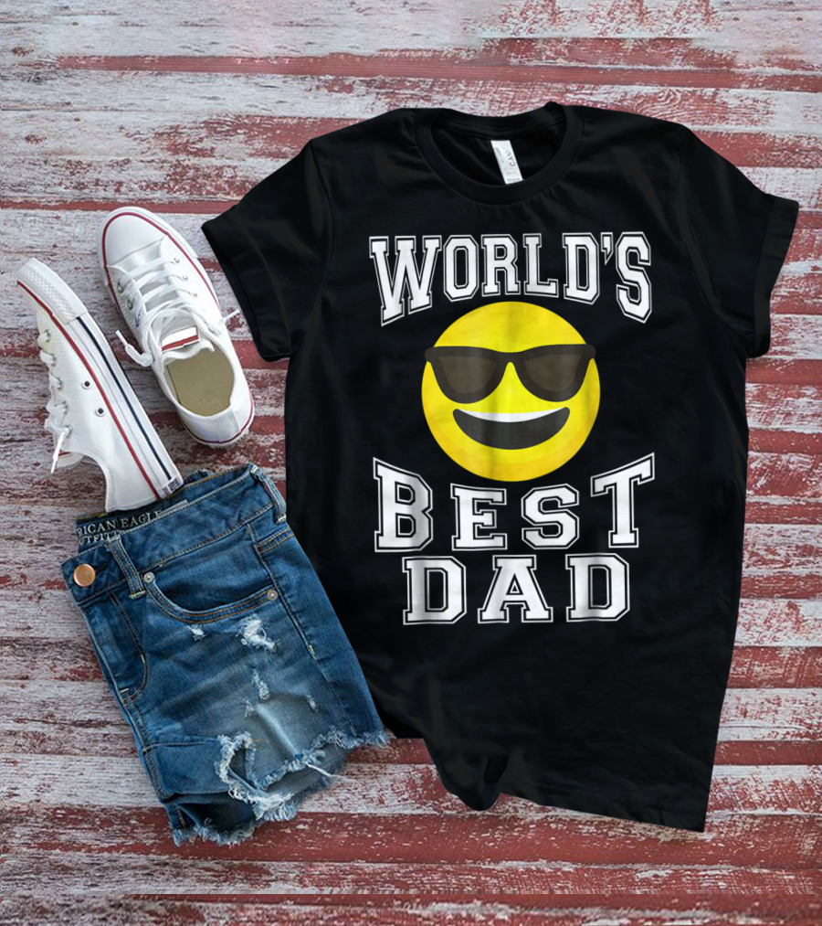 World's Best Dad Cool Emoticon T-Shirt