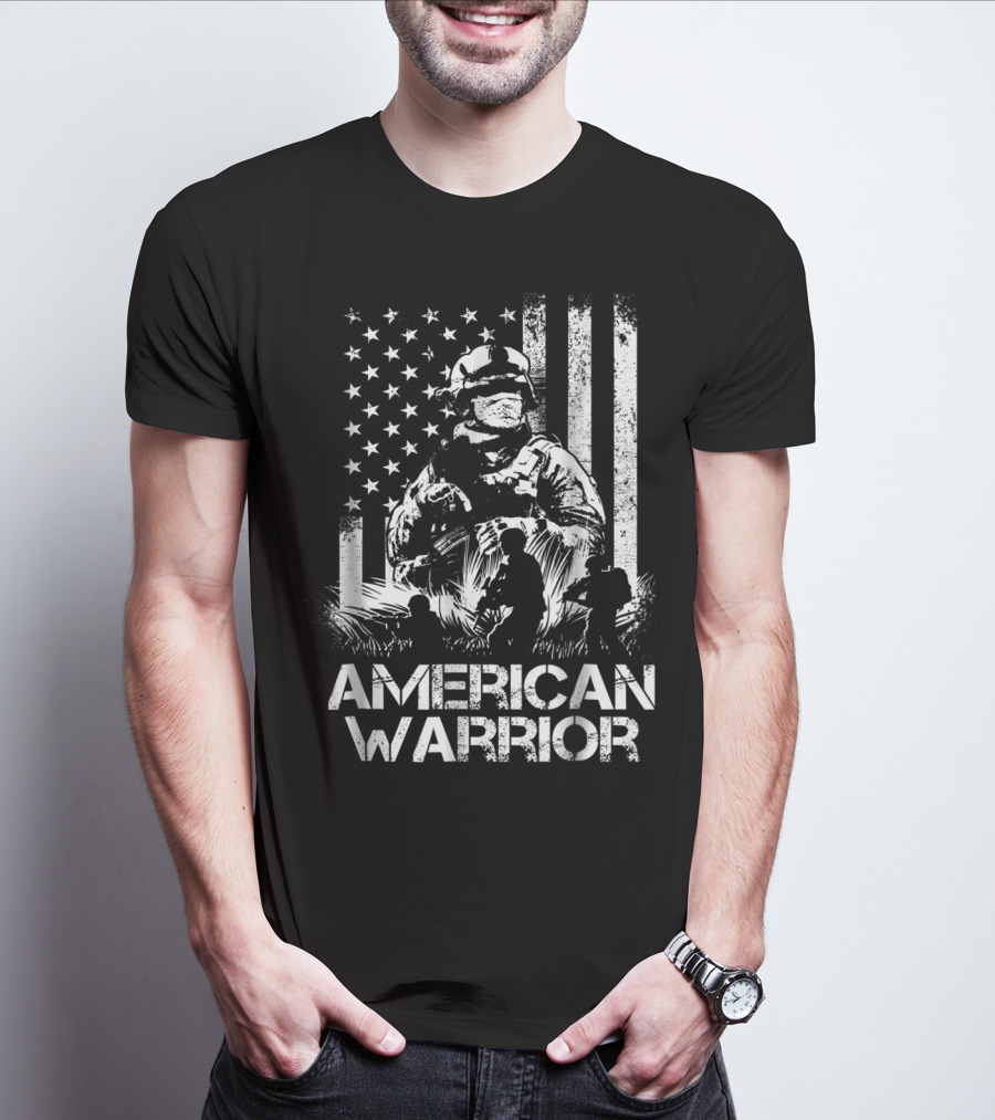 American Warrior Veteran Proud USA Patriotic Soldier T-Shirt