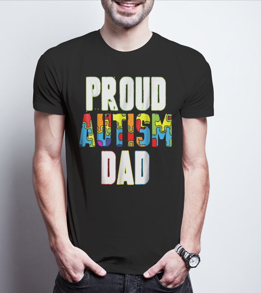 PROUD AUTISM DAD Autism Awareness Product T-Shirt