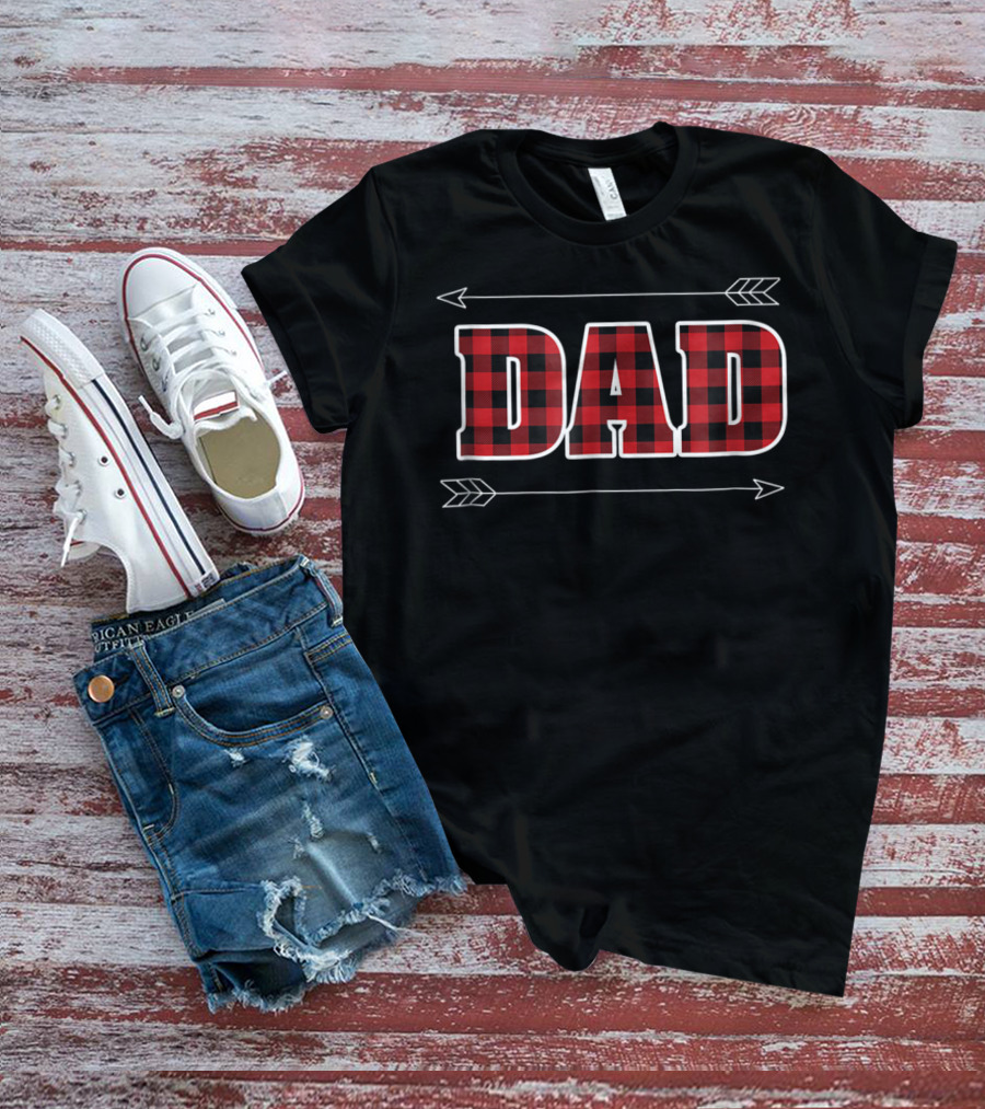Buffalo Plaid Dad Lumberjack Family Birthday Arrows T-Shirt