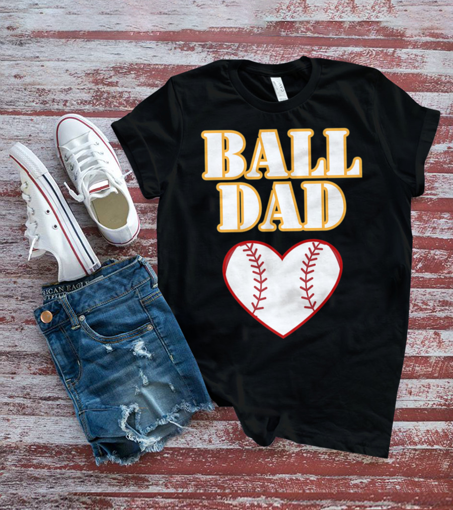 Ball Dad Heart Love Baseball Softball 14 T-Shirt
