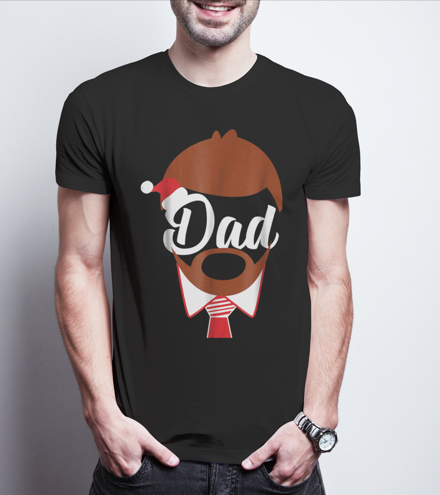 Dad Face Santa Hat Christmas Family Matching Holiday82 T-Shirt