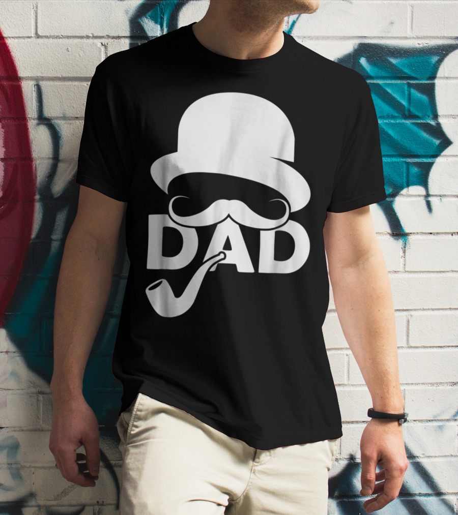 Cool Dad Mustache Hat Pipe T-Shirt