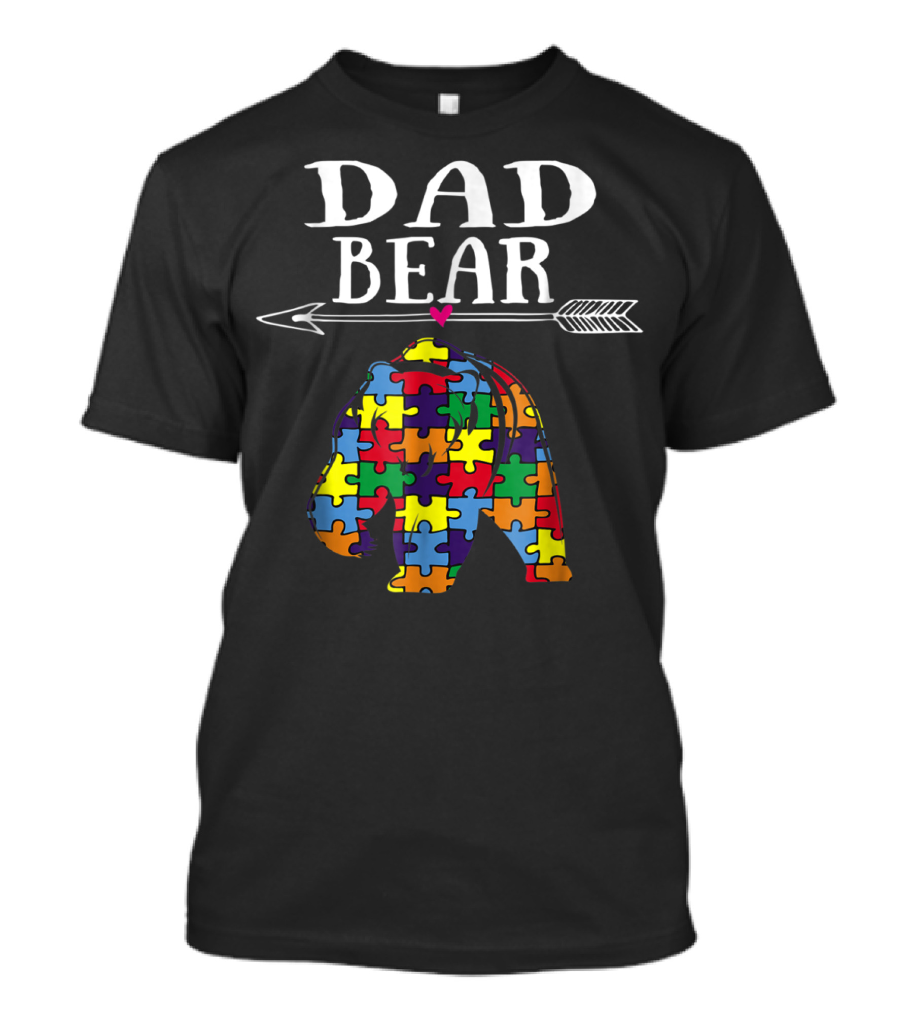Dad Bear Autism Awareness Puzzle Pieces Arrow T-Shirt