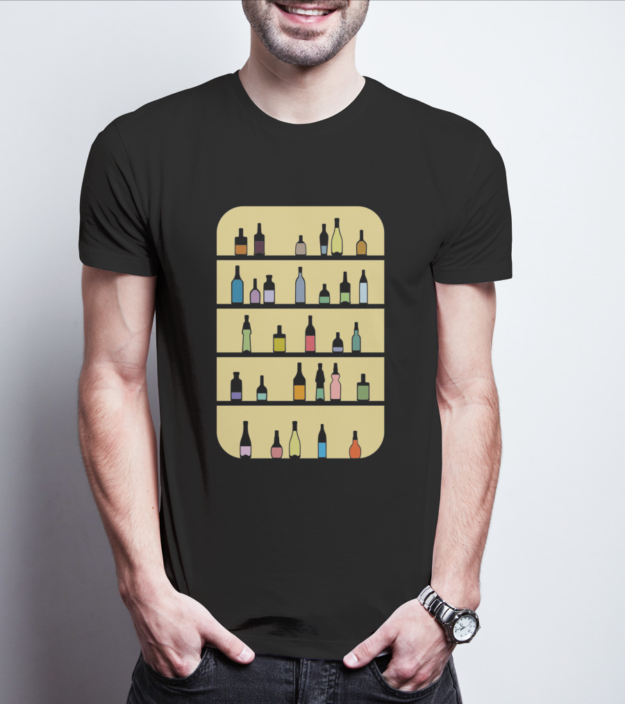 Bar 1225098 Colorful Bottles Shelf Display T-Shirt