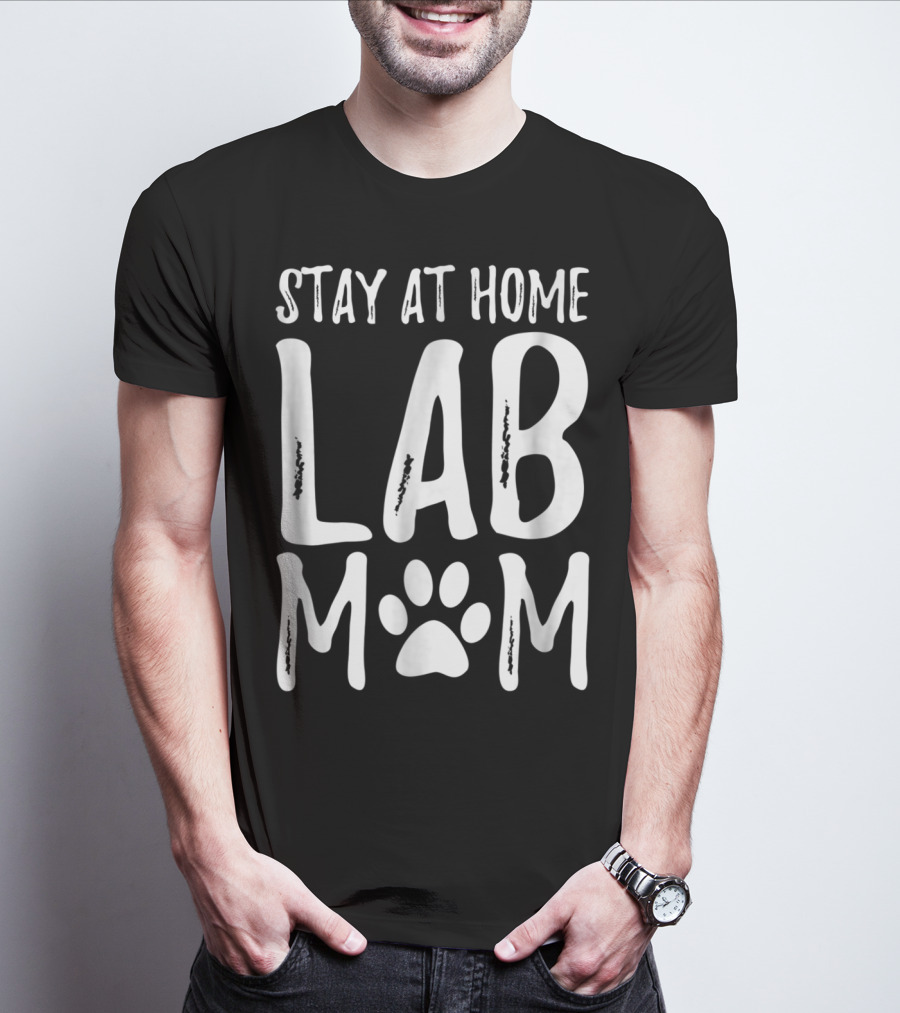 Stay At Home Lab Mom Labrador Dog Paw Prints T-Shirt