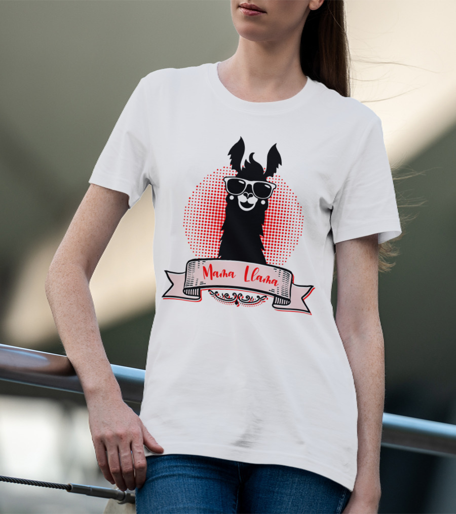 Mama Llama Cool Mom Mother Grandma Auntie81 Fun Llama Wearing Sunglasses T-Shirt