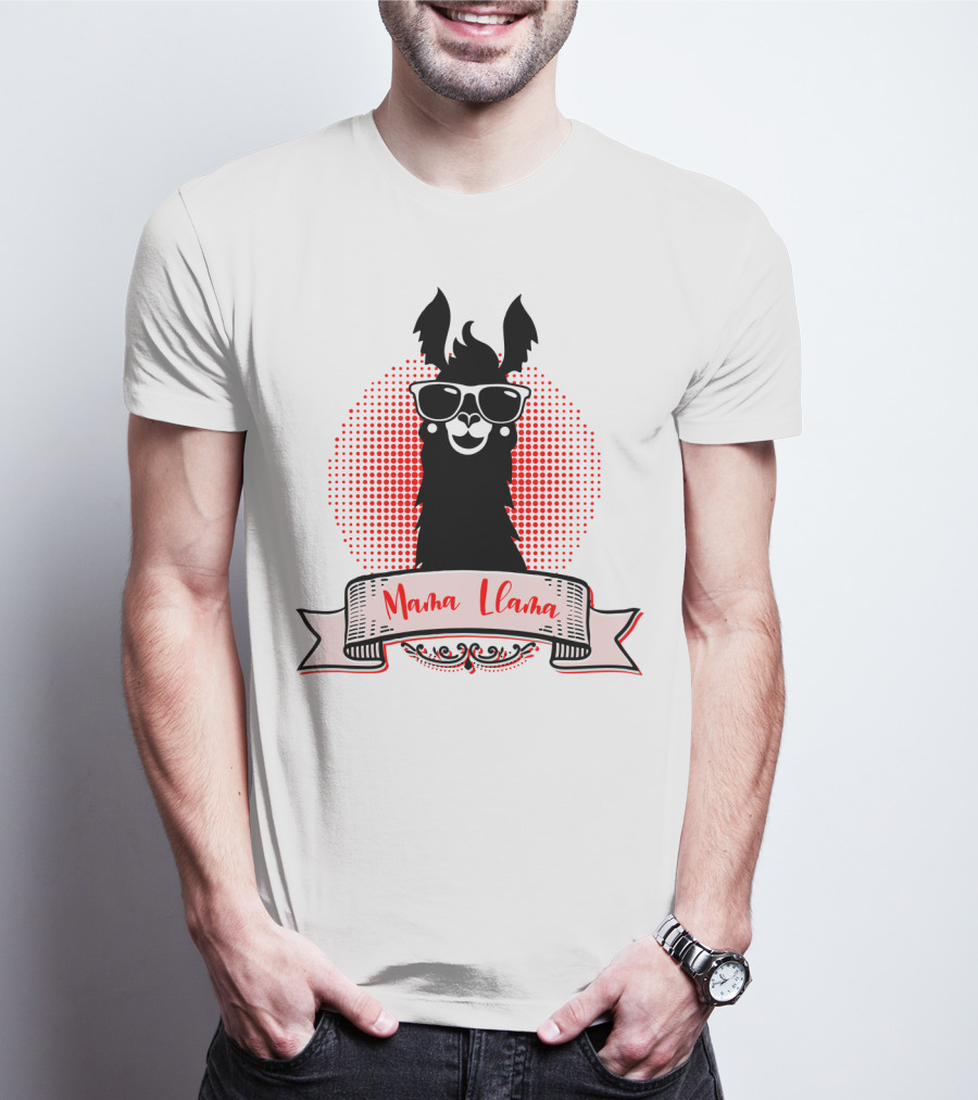 Mama Llama Cool Mom Mother Grandma Auntie81 Fun Llama Wearing Sunglasses T-Shirt