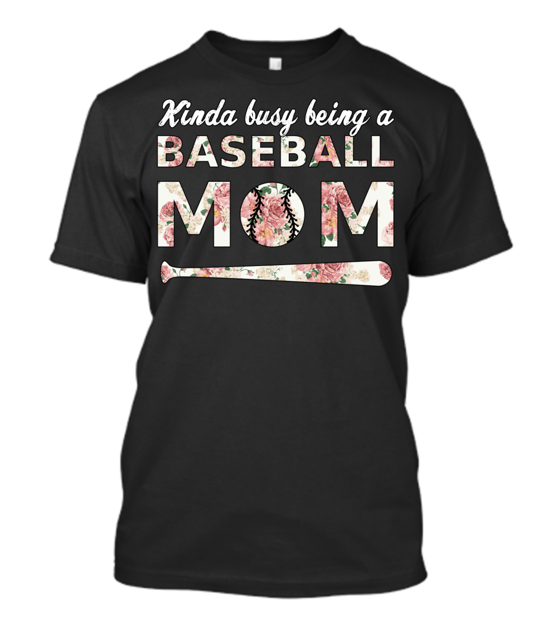 Kinda Busy Being A Baseball Mom Floral Baseball Bat T-Shirt