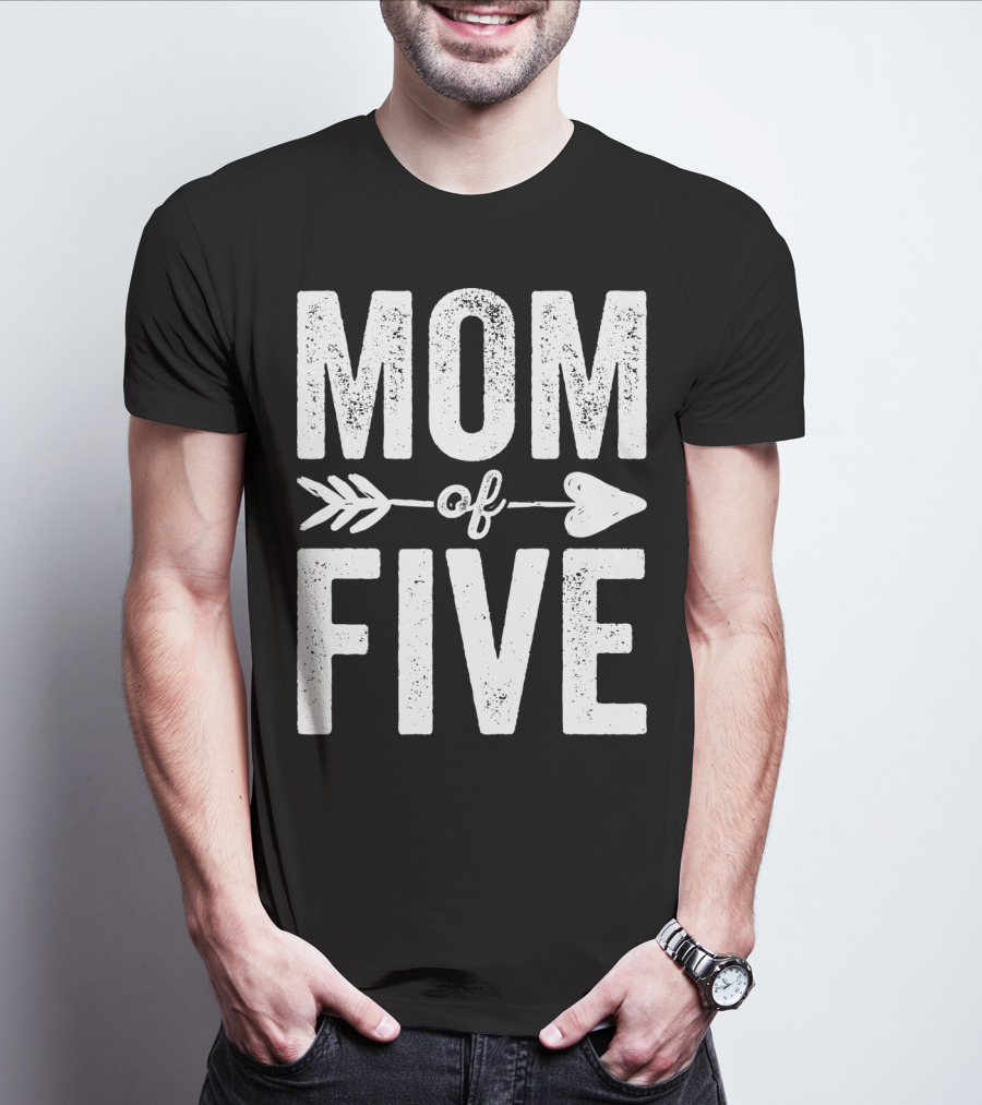 Mom Of Five Arrow Heart T-Shirt