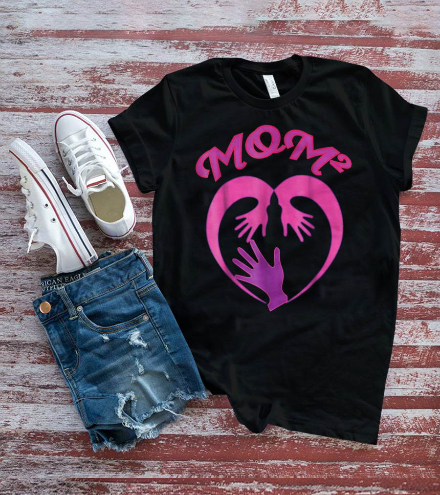 MOM Squared Heart Hands Embrace T-Shirt