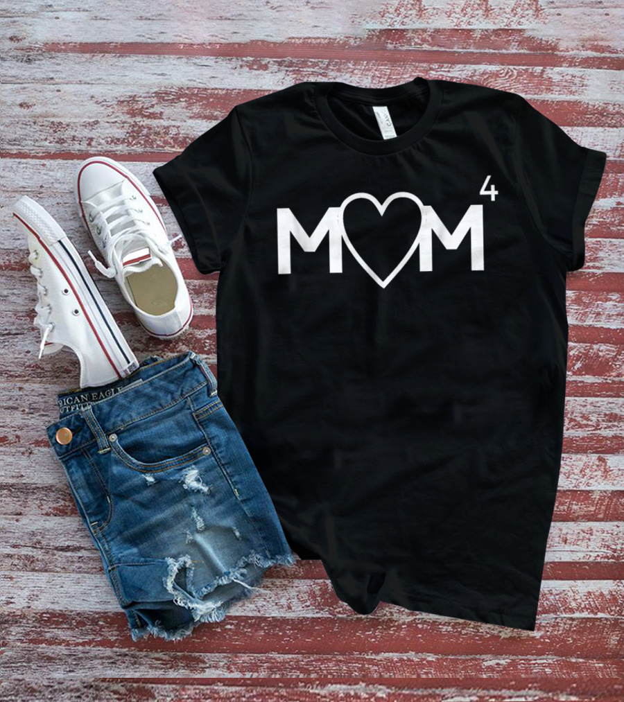 Mom Heart Symbol To The Power Of 4 Mother Of Four Children T-Shirt