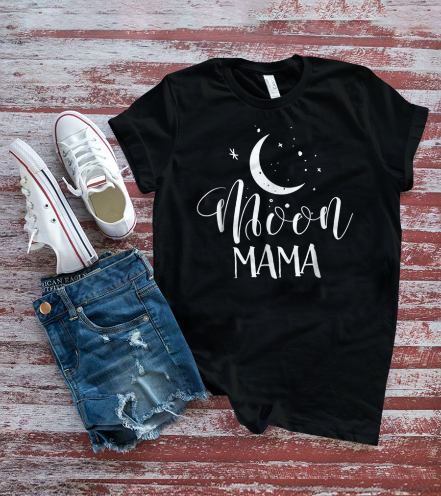 Moon Mama Boho For Women58 Crescent Stars T-Shirt