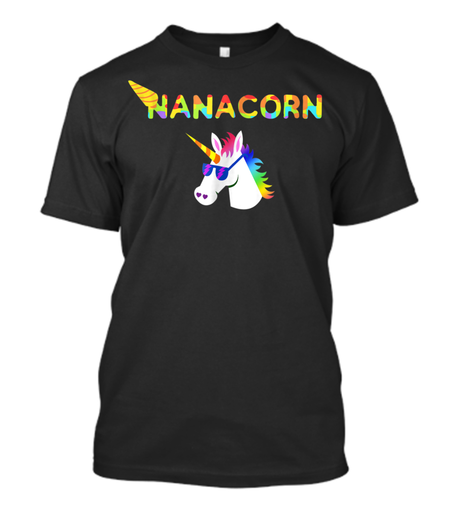 Nanacorn Rainbow Unicorn With Sunglasses Fun T-Shirt