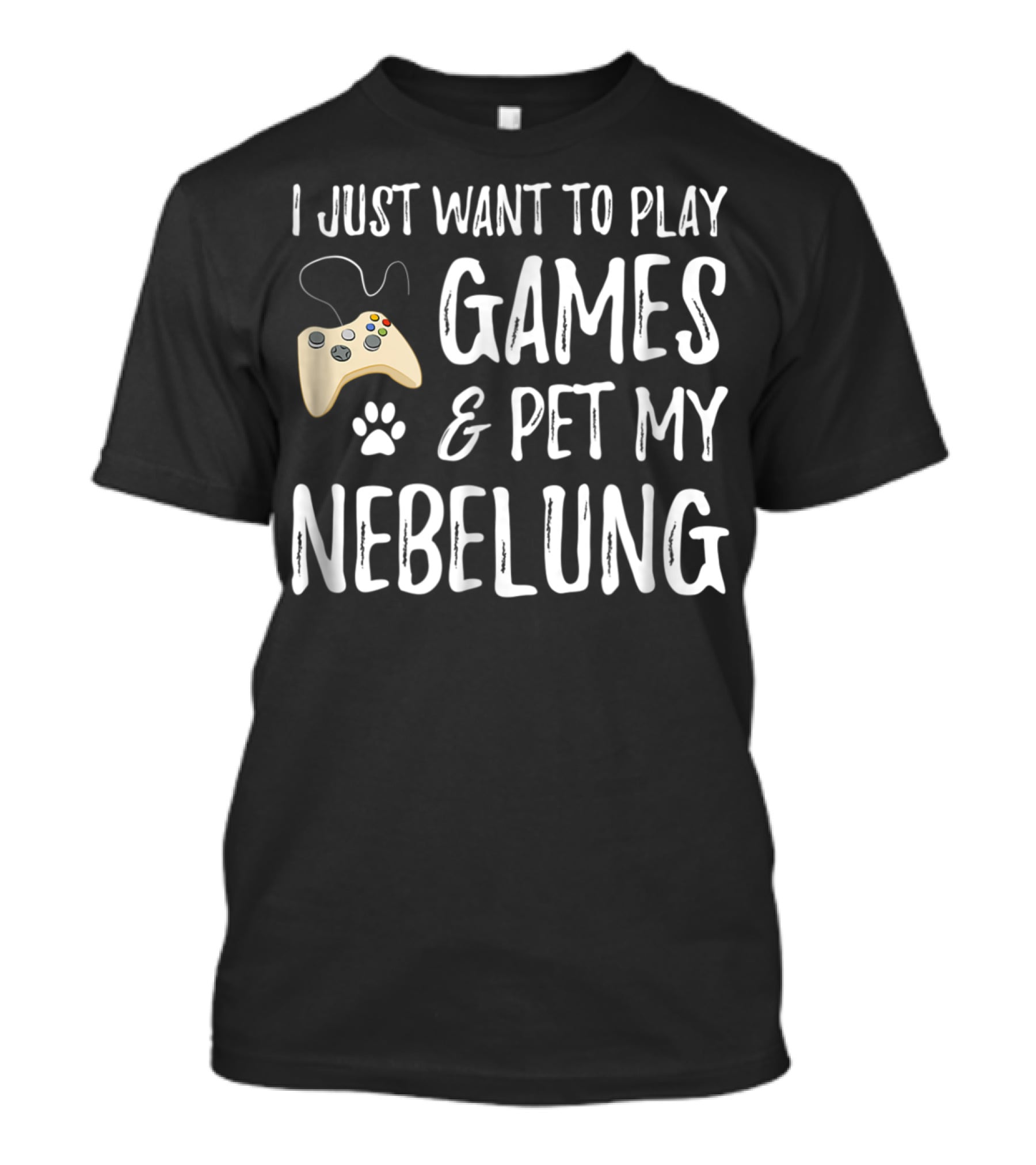 I Just Want To Play Games And Pet My Nebelung Cat Lover Gamer Idea94 T-Shirt