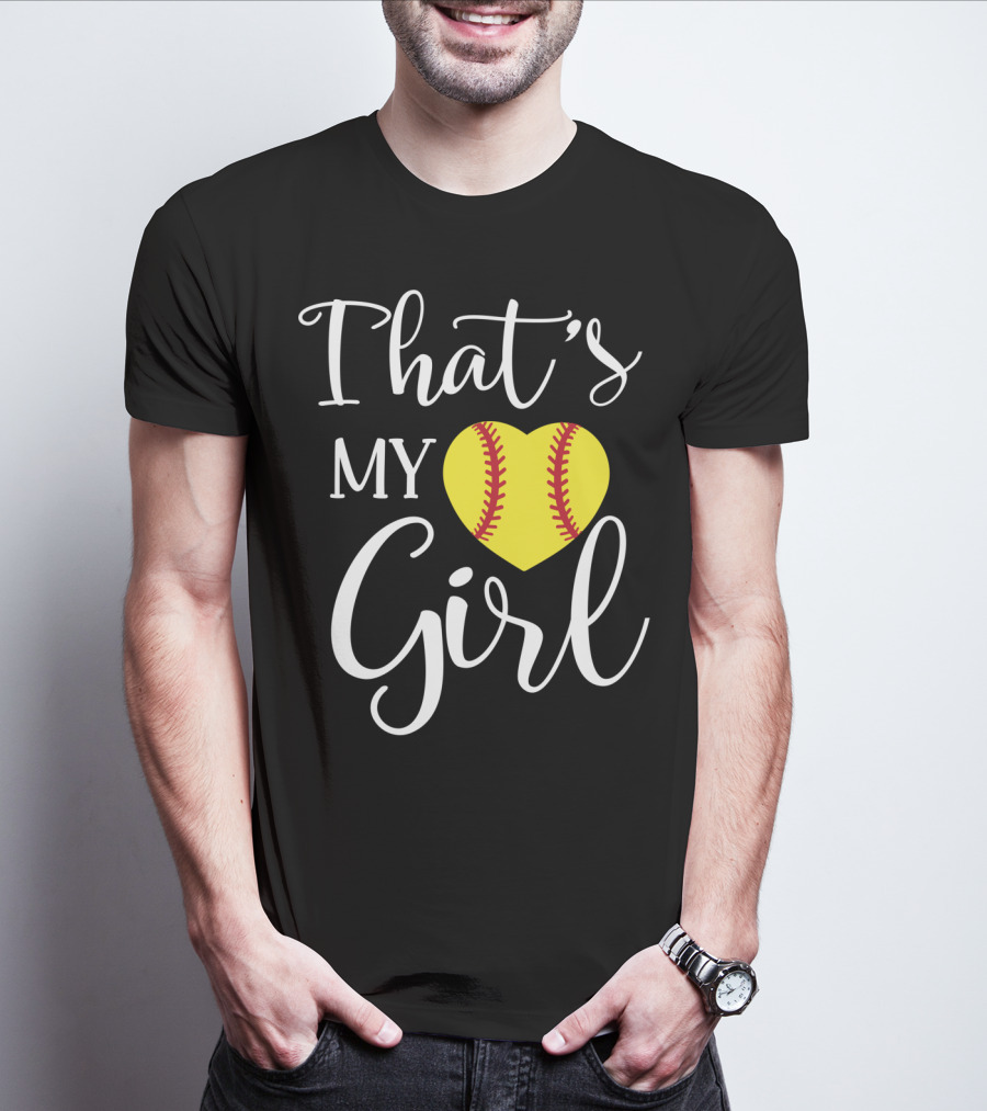 That's My Girl Softball Mom Heart T-Shirt