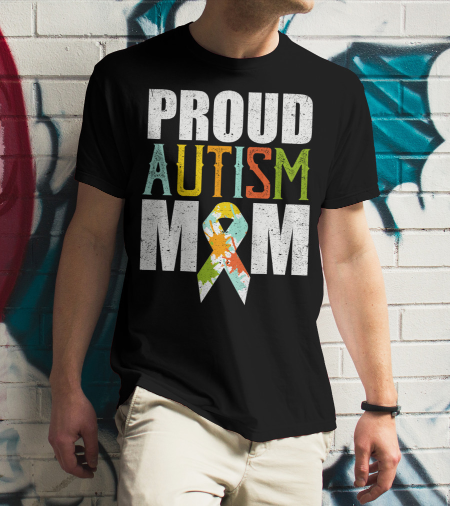 Proud Autism Mom Multicolor Awareness T-Shirt