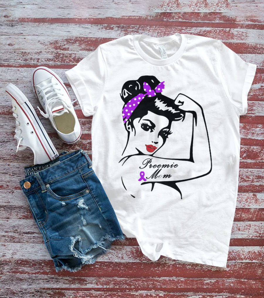 Preemie Mom Strong Rosie Purple T-Shirt