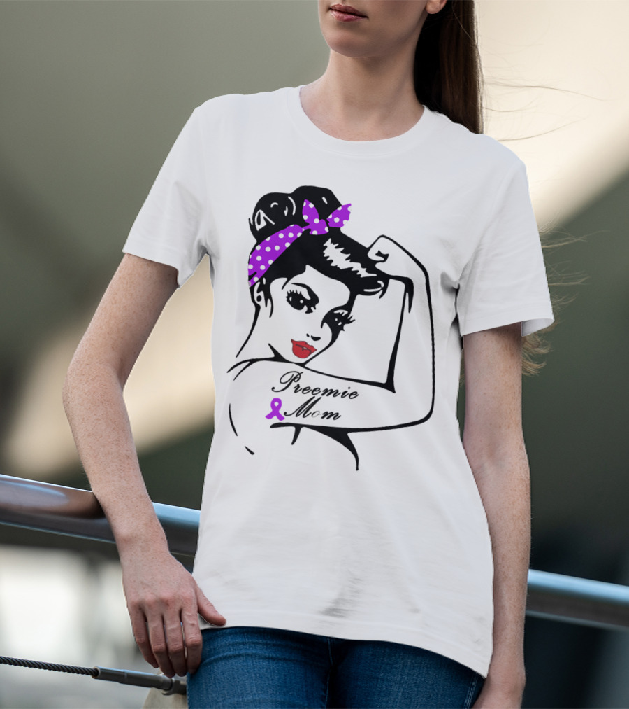 Preemie Mom Strong Rosie Purple T-Shirt