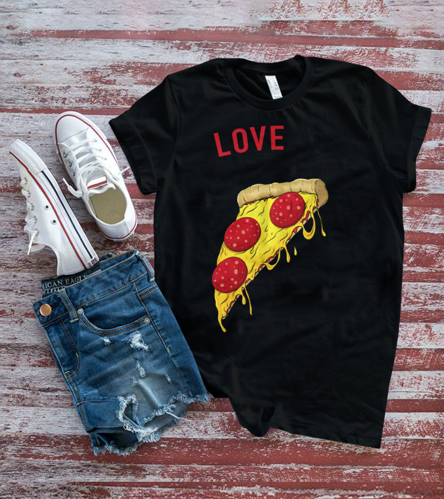 LOVE AT FIRST SLICE Pizza Men Girls Mom And Baby68 T-Shirt