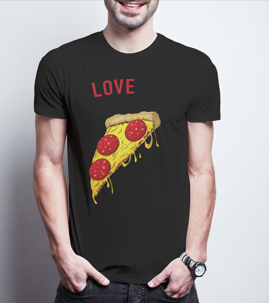 LOVE AT FIRST SLICE Pizza Men Girls Mom And Baby68 T-Shirt