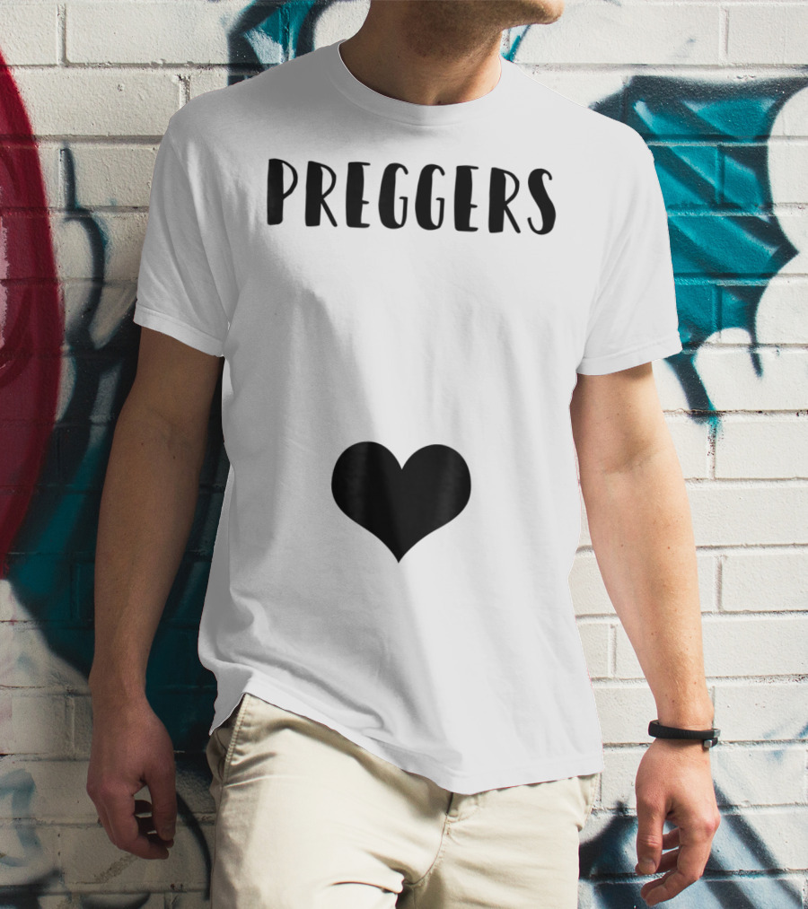 Preggers Announce Baby Prego Mom Heart Idea46 T-Shirt