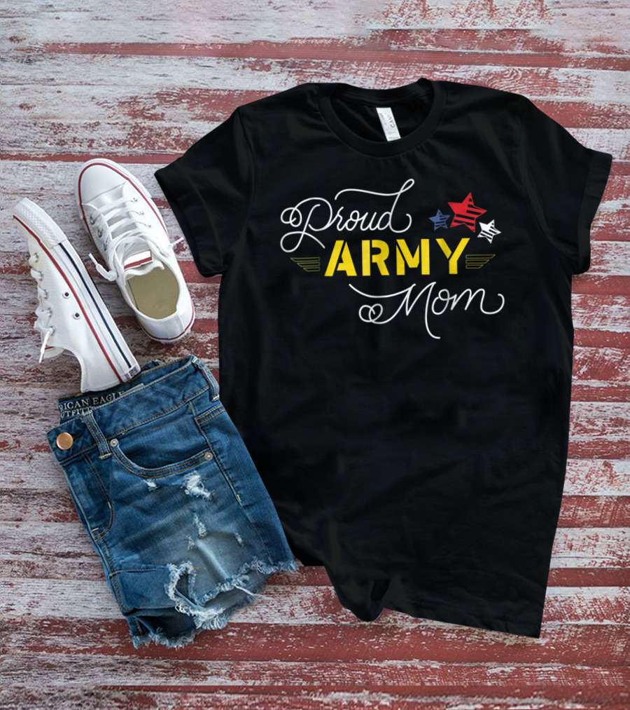 Proud Army Mom Stars Military Family T-Shirt