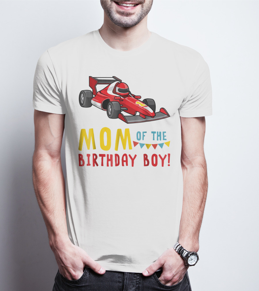 Mom Of The Birthday Boy Racer Car T-Shirt
