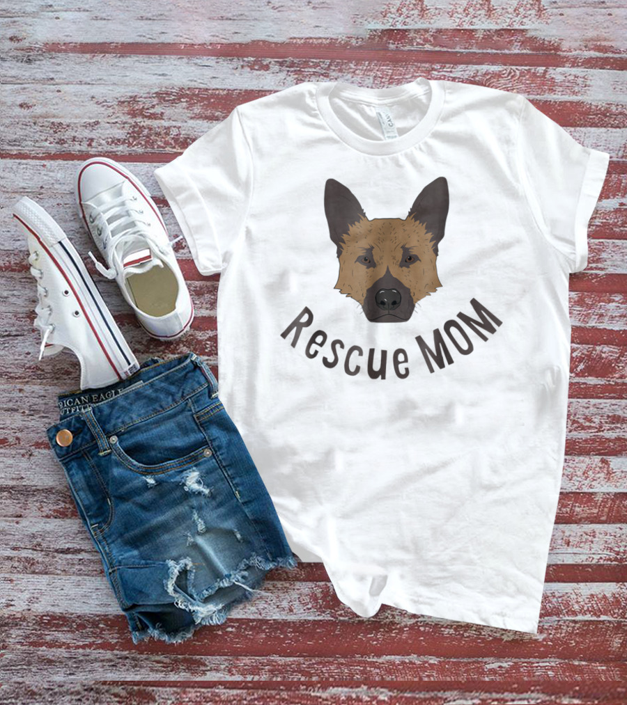 Rescue Mom Love My German Shepherd Rescue Dog German Shepherd Rescue Mom T-Shirt