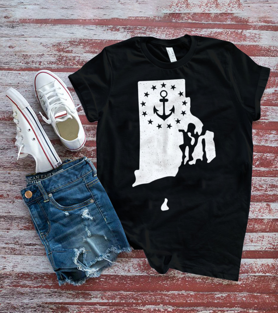 Rhode Island Anchor Independence With Stars T-Shirt