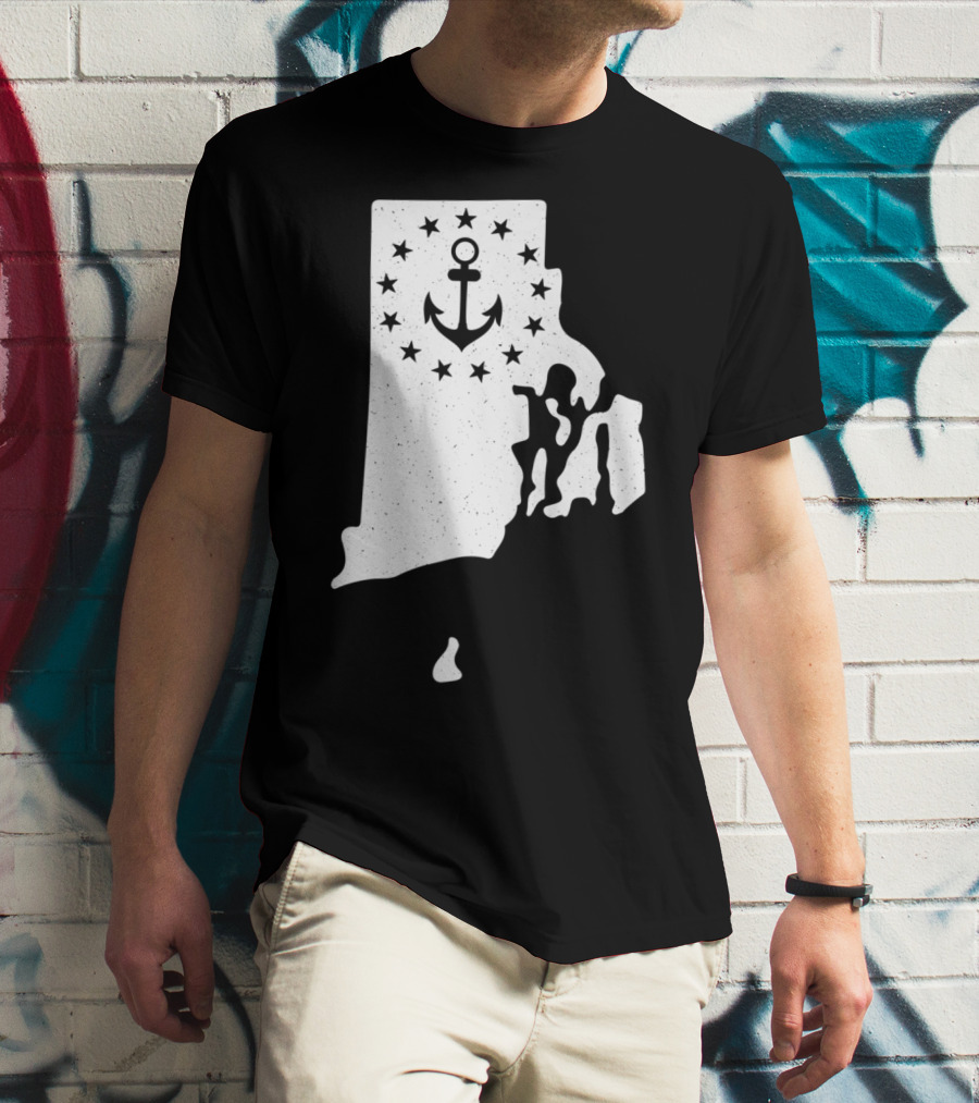 Rhode Island Anchor Independence With Stars T-Shirt